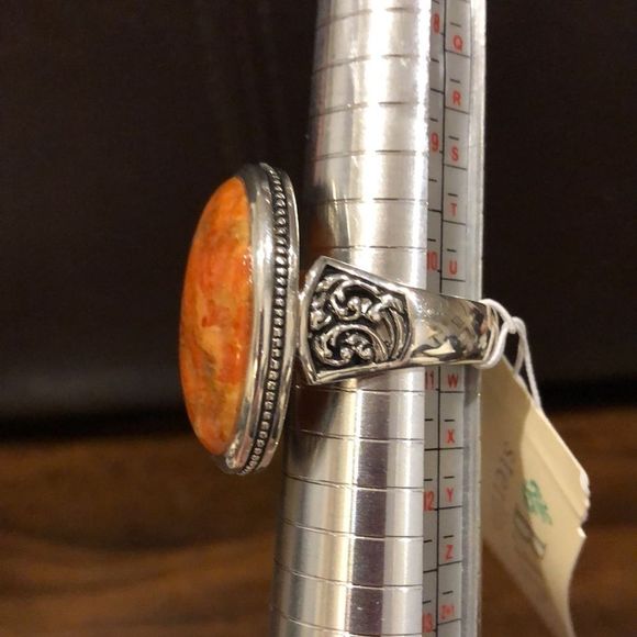 M Sterling Silver Spiny Oyster Cabochon Oval Ring Sz 10-3/4 NWT - Picture 6 of 9